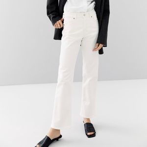 White straight leg denim style pant